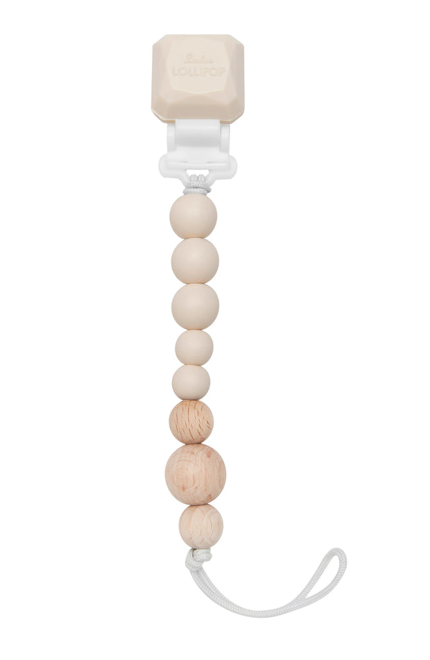 Color Pop Silicone & Wood Pacifier Clip