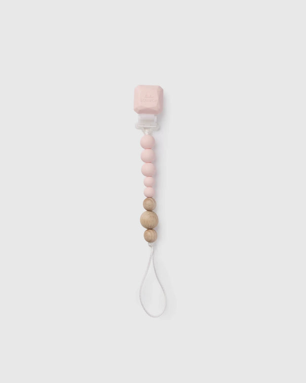 Color Pop Silicone & Wood Pacifier Clip