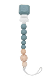Color Pop Silicone & Wood Pacifier Clip