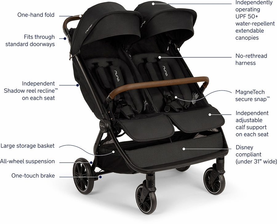 nuna side by side double stroller TRVL DUBL Stroller – Baby's Planet